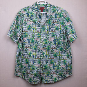 The Foundry Supply Co desert cactus print button down casual shirt-2XLT